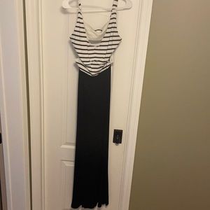 Black and white cutout detailed dress.